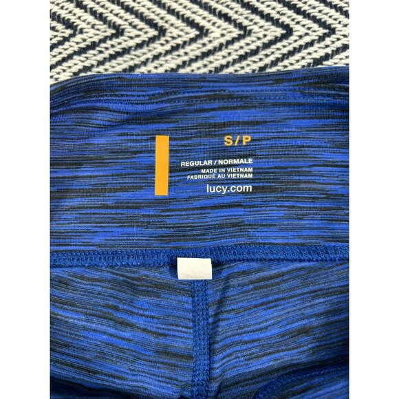 Lucy Women's Blue Striped Full-Length Leggings S Performance Activewear - Picture 3 of 5